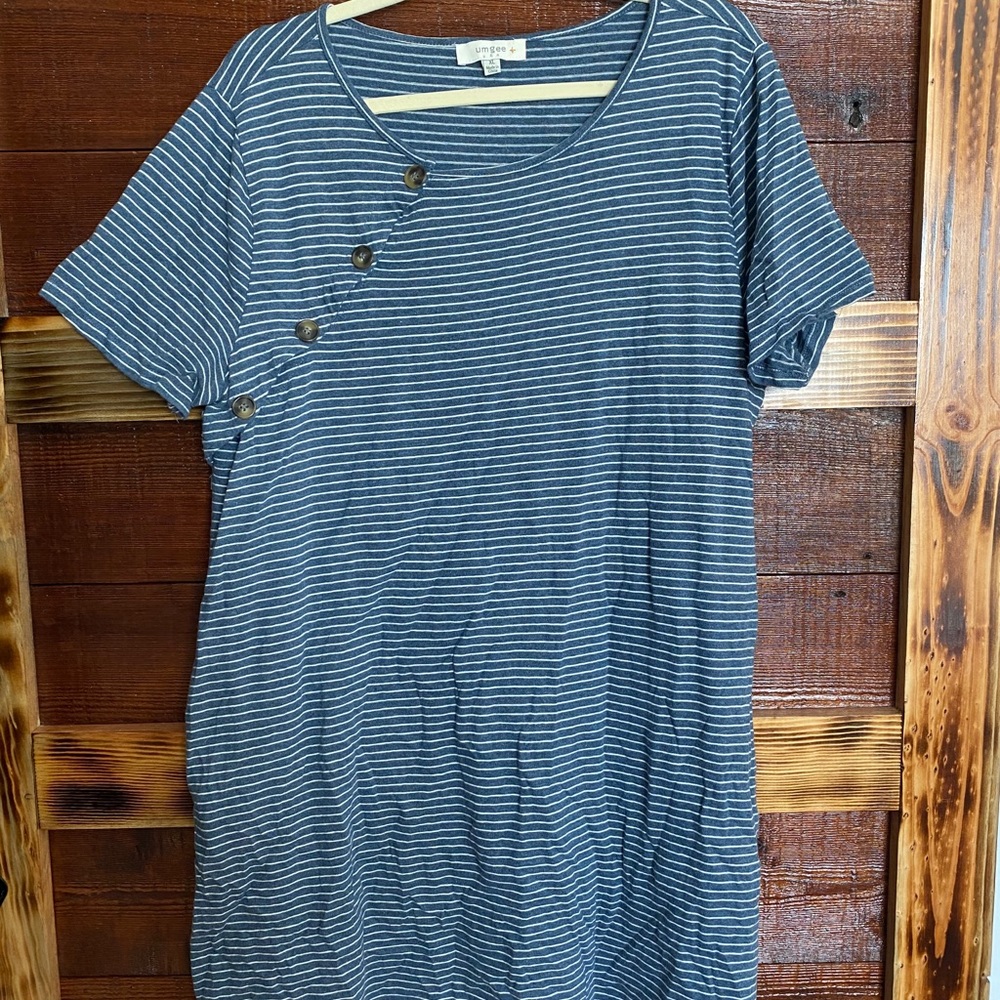 Blue and white stripped dress